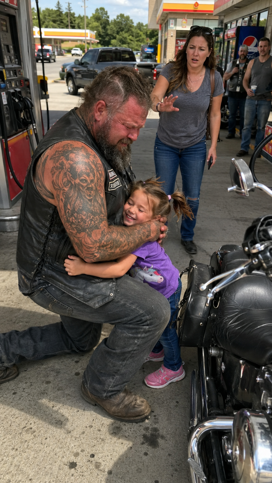 Roadside Bear Hug Reveals A Grieving Father’s Silent Heartbreak