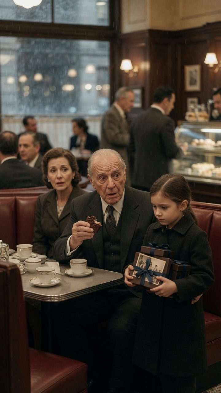 Chocolate Secret Reunion: Millionaire Discovers Family Through Chocolate Chocolate Secret Reunion millionaire businessman tastes handmade chocolate while young girl holds boxes in upscale Manhattan restaurant