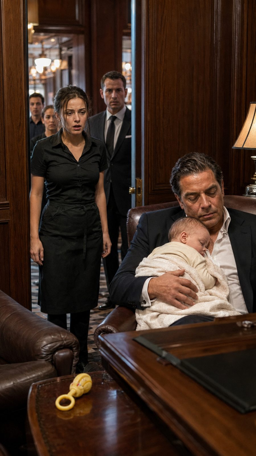 hiding baby at work: A Mother's Desperate Decision: Hiding a Baby at Work hiding baby at work: A baby sleeping on the chest of a man in a private office